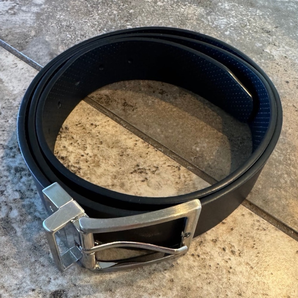 Black leather belt with nice hardware fits 37-43” waist